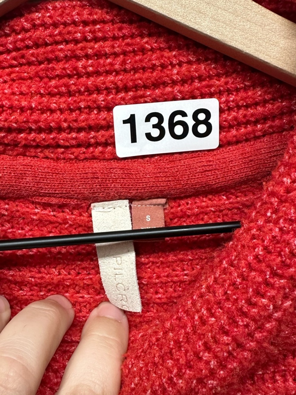 Pilcro Red Chunky Knit Turtleneck Sweater Small Cropped Cozy Textured Winter - Picture 5 of 11